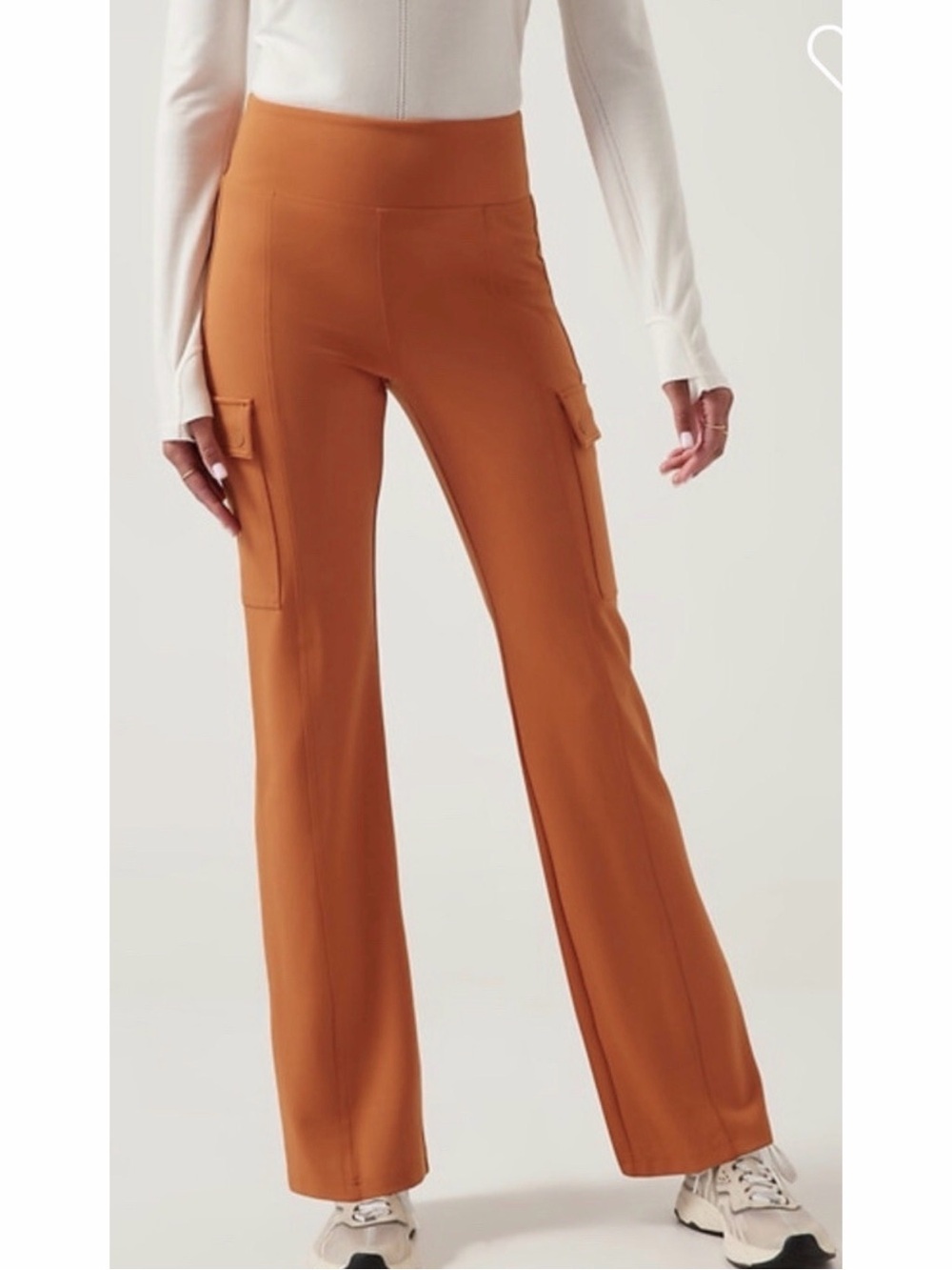 Athleta Delancey Straight Cargo Pants in Rust Orange